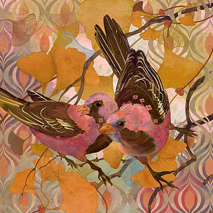 北欧无框画美式客厅装饰壁画简约油画花鸟