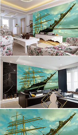 加勒比海盗工装壁画背景墙|加勒比海盗船高清