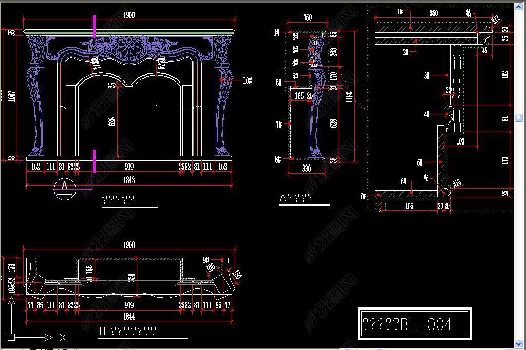 标准常用壁炉CAD图库分解图