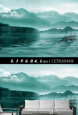 山水水墨山水画船专题模板-山水水墨山水画船图片素材下载-我图网