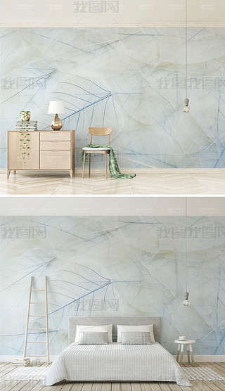 简约素雅叶子北欧电视背景墙壁画装饰画