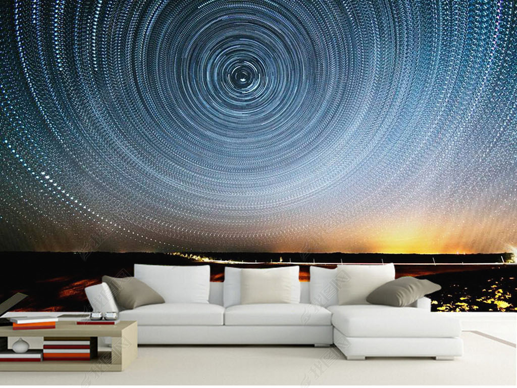 原创星光风景油画背景墙装饰画