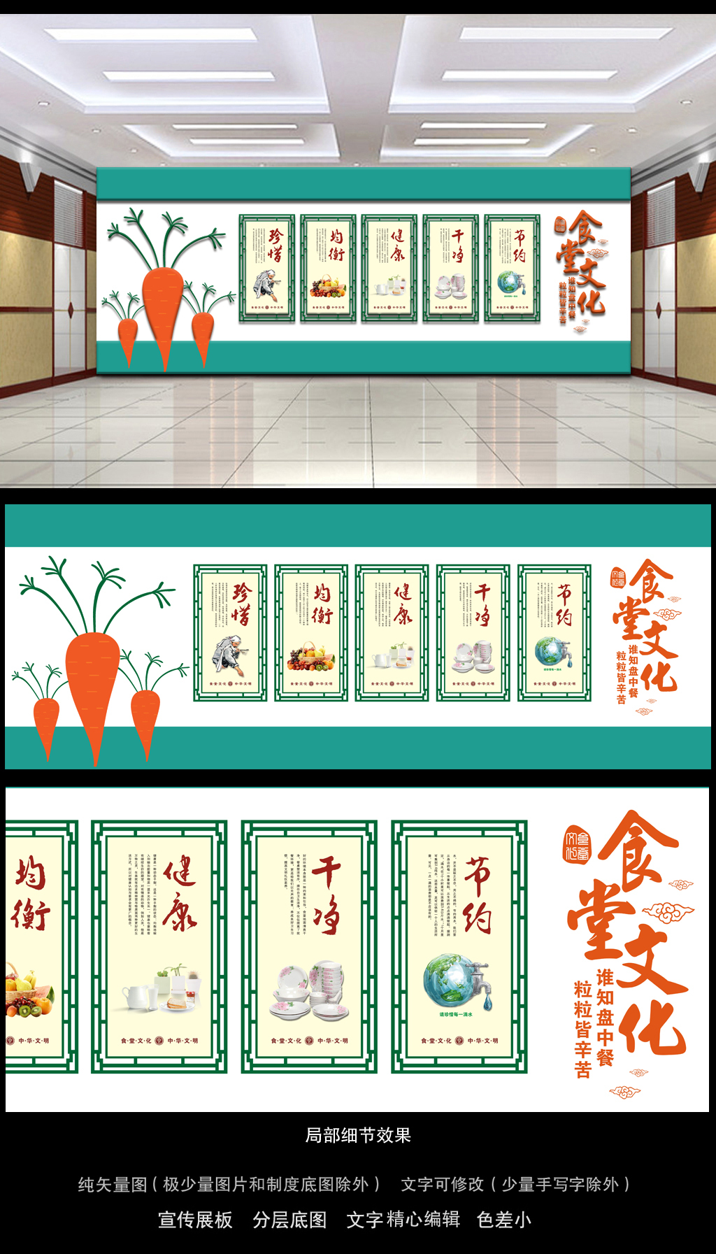 食堂文化建设文化墙展板设计