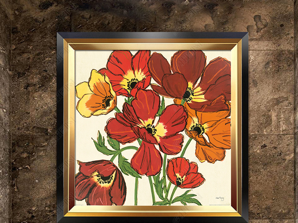 原创北欧无框画美式客厅装饰画简约美克美家花卉