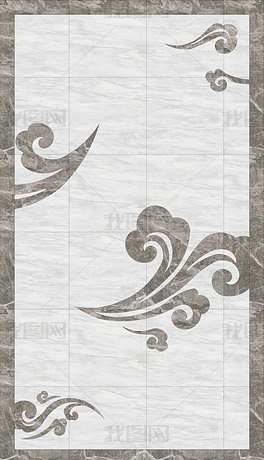 原创新中式祥云餐厅过道水刀拼图版权可商用