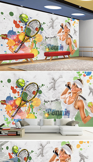 网球运动网球馆网球室健身房背景墙