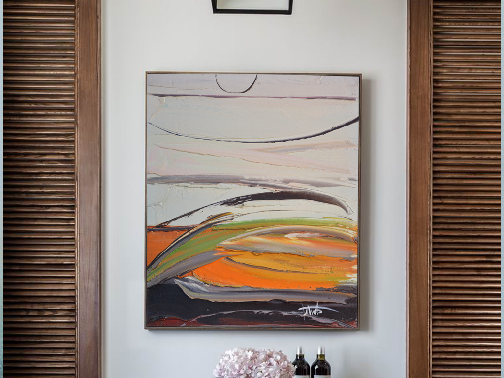 超清原创纯手绘艺术抽象装饰油画(竖幅)十