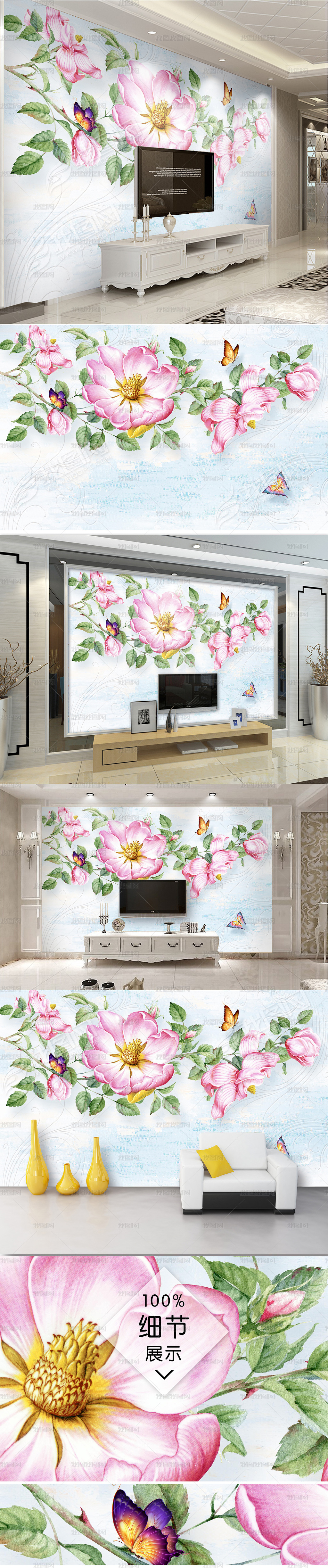 复古油画花油画背景墙欧式背景墙抽象油画图片素材模板下载 欧式电视背景墙 我图网