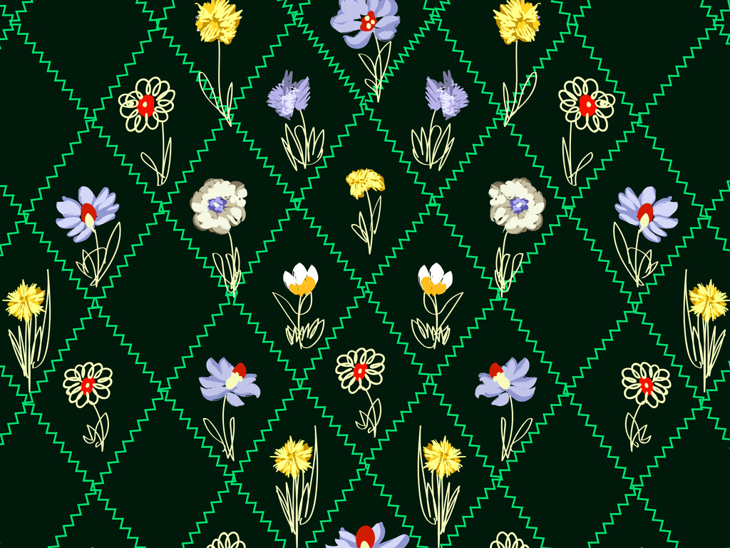 中国风植物格子素材