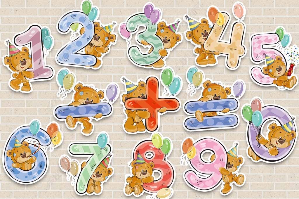原创可爱卡通数字熊背景墙版权可商用