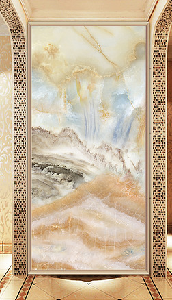 玄关锦绣山河山水高清大理石电视背景墙石材