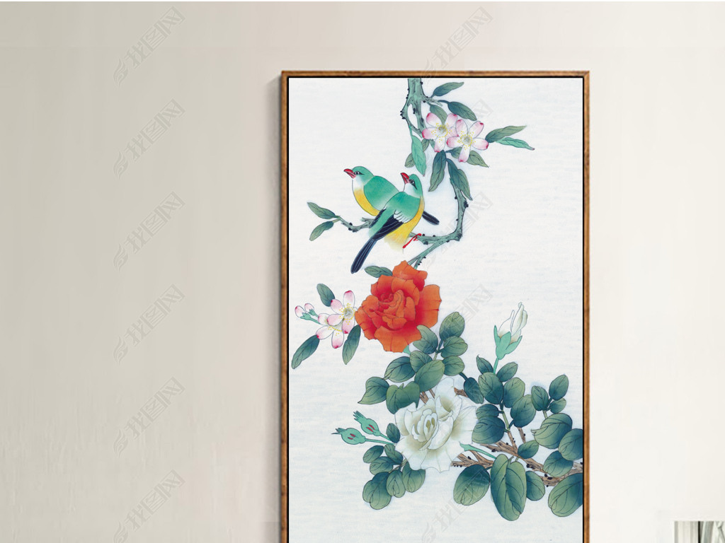 新中式清新手绘花卉花鸟装饰画下载-编号16831229-山水装饰画-我图网