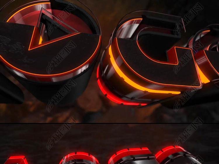 3D霓虹LOGO片头音乐节奏动画AE模板