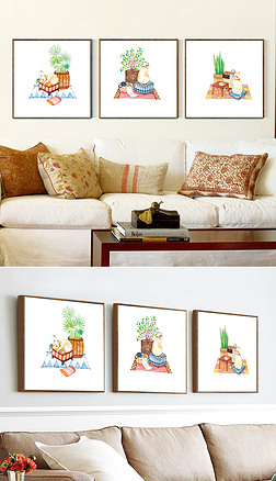 温馨田园家居风格手绘无框画装饰画