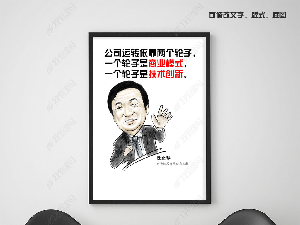 华为老大任正非有话说之彩色漫画像无框画