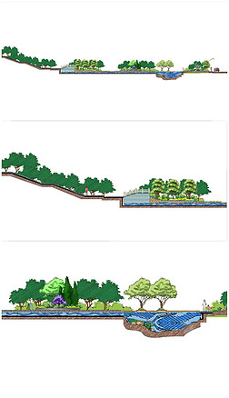 psd剖面图cad图库|园林景观剖面图彩色立面图psd分层素材