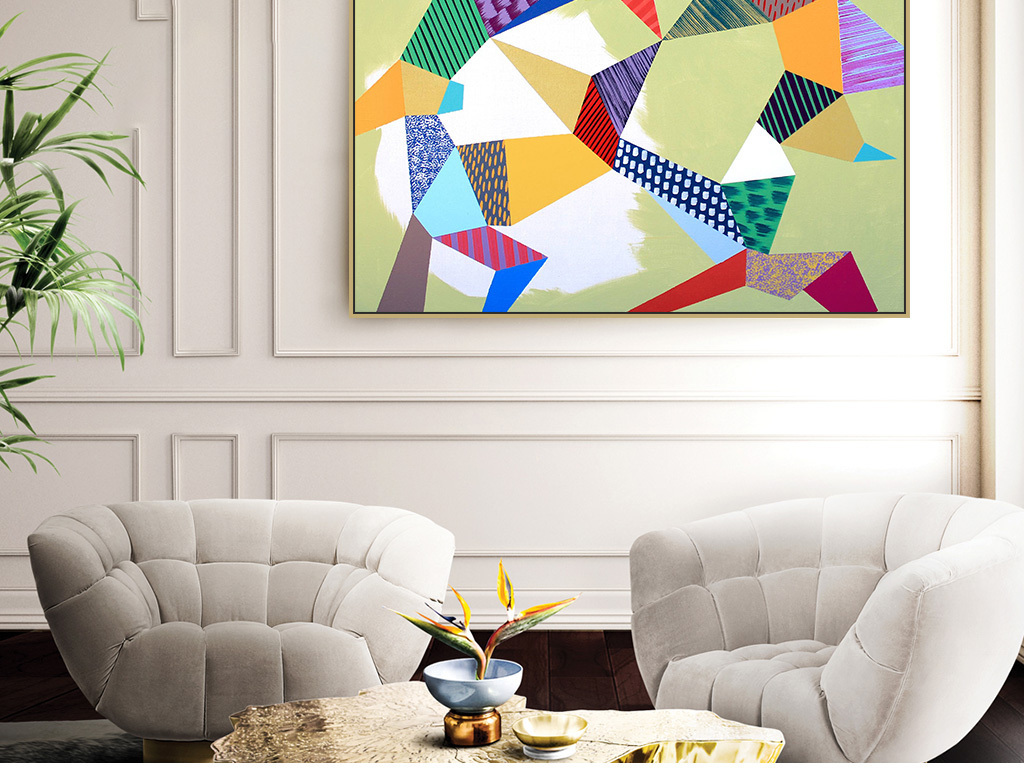 美式波普风红色紫色蓝色几何抽象装饰画