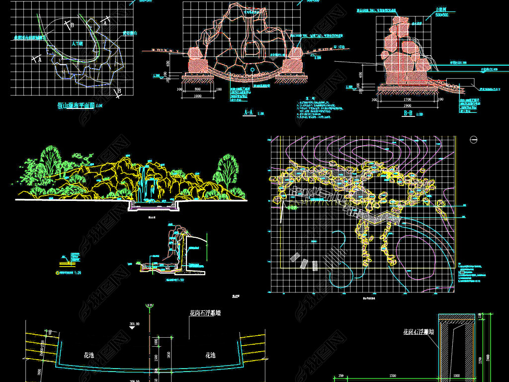 CAD԰ּɽʯͷˮʩͼ