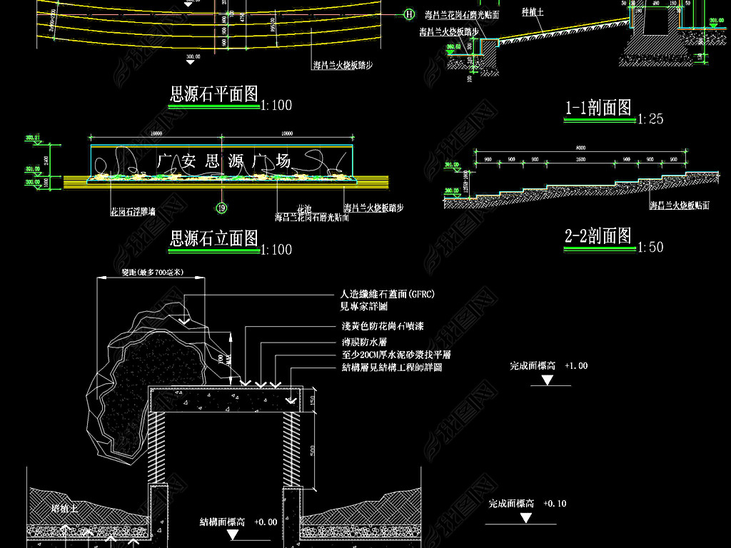 CAD԰ּɽʯͷˮʩͼ