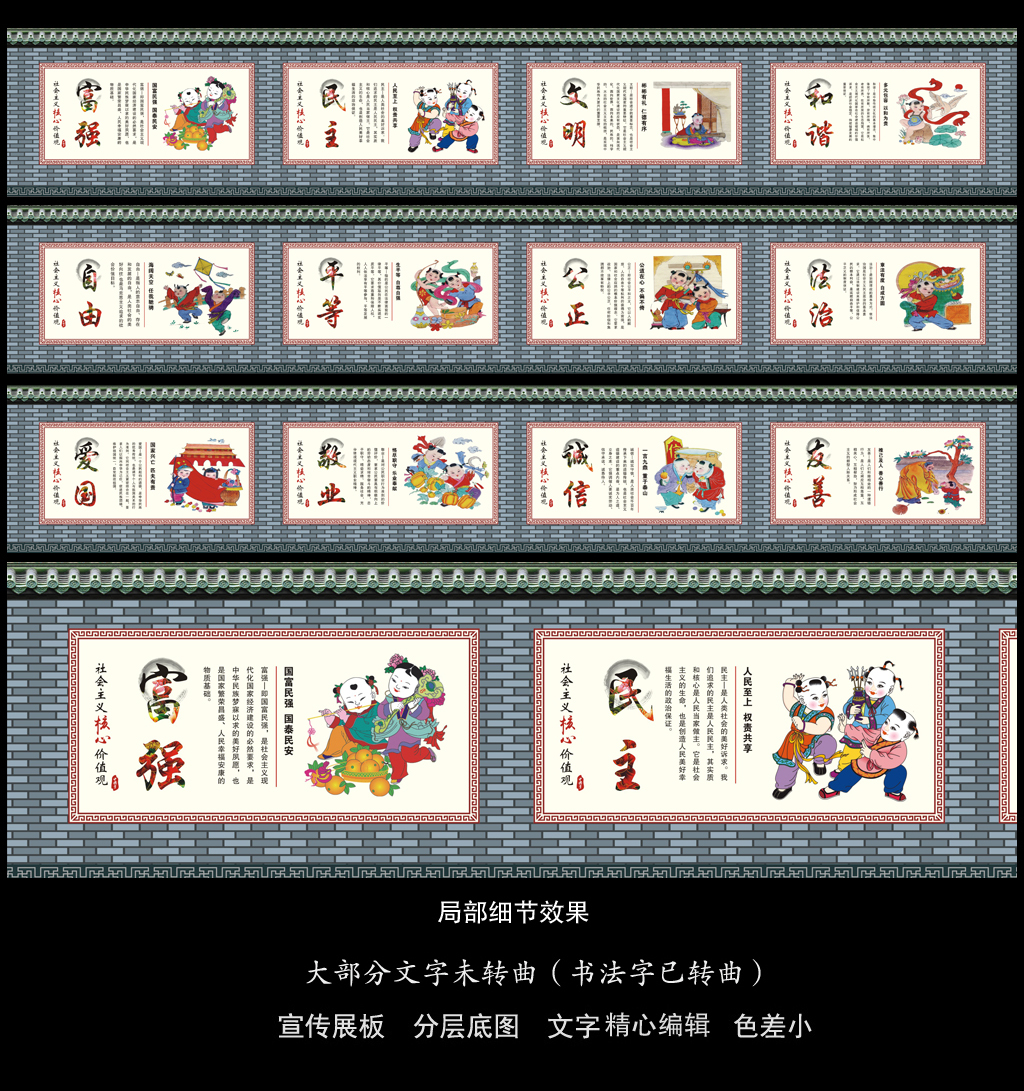 社会主义核心价值观文化长廊文化墙海报