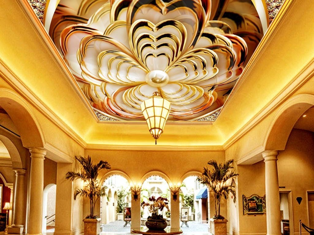 高级奢华大会堂会所家庭天顶壁画图片设计素材-高清psd模板下载(157.0