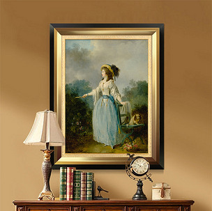 北欧无框画美式客厅装饰画简约油画玄关人物