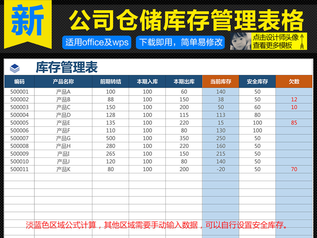 仓库商品出库入库库存管理表格Excel