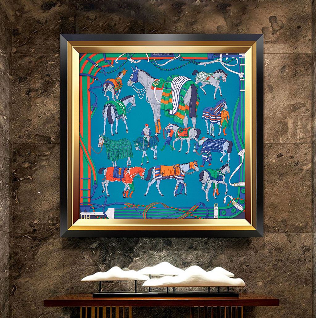 北欧无框画美式客厅装饰画简约油画爱马仕