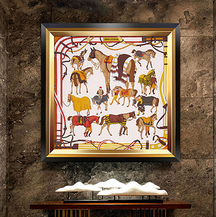 北欧无框画美式客厅装饰画简约油画爱马仕