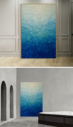 蓝色渐变海洋抽象装饰画