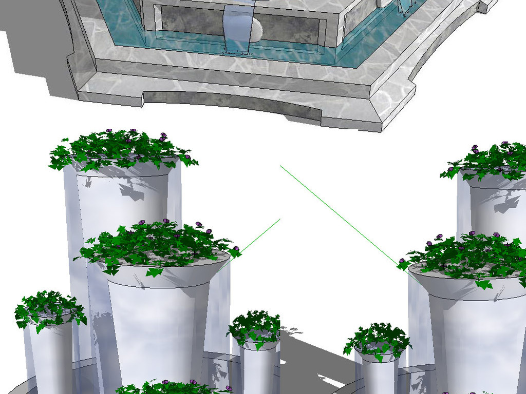 喷泉瀑布su模型素材