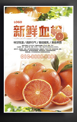 水果超市新鲜血橙采摘海报设计