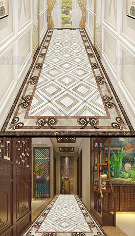 大理石走廊过道水刀拼花图案5