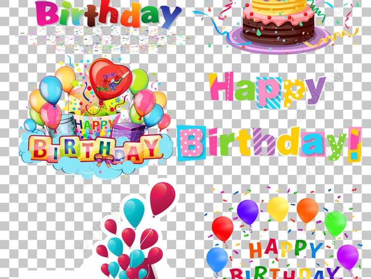 生日快乐生日庆祝英文标语免抠PNG素材