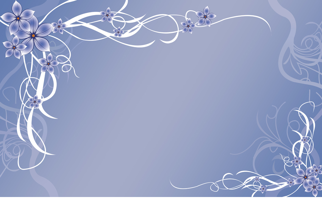 蓝色手绘简约五瓣花线条花纹背景墙