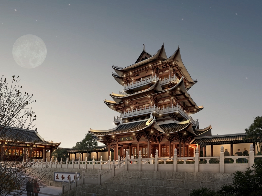 宫殿寺庙中式佛塔3d模型素材设计图下载(图片153.