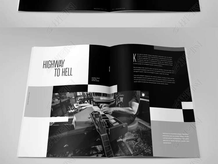 黑色时尚吉他社琴行简介招生培训画册设计