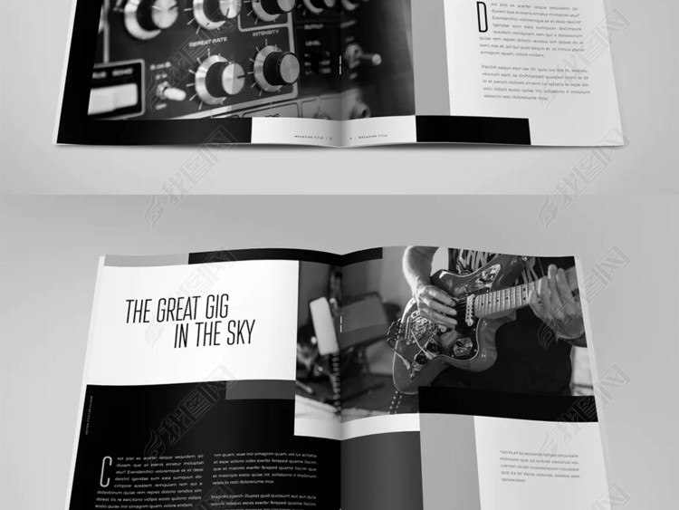 黑色时尚吉他社琴行简介招生培训画册设计