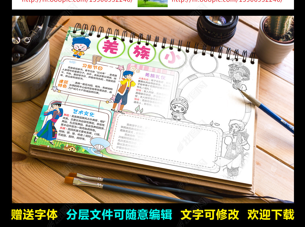 原创羌族小报56个民族手抄报少数民族电子小报版权可商用