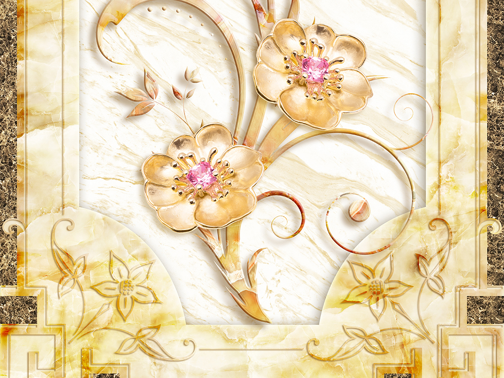 珠宝浮雕花大理石纹拼花欧式玄关