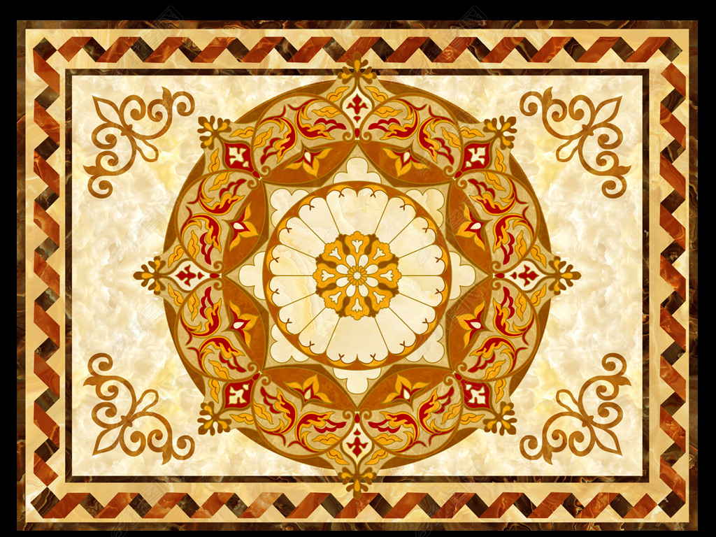 新款高清大理石大厅吊顶拼花地毯