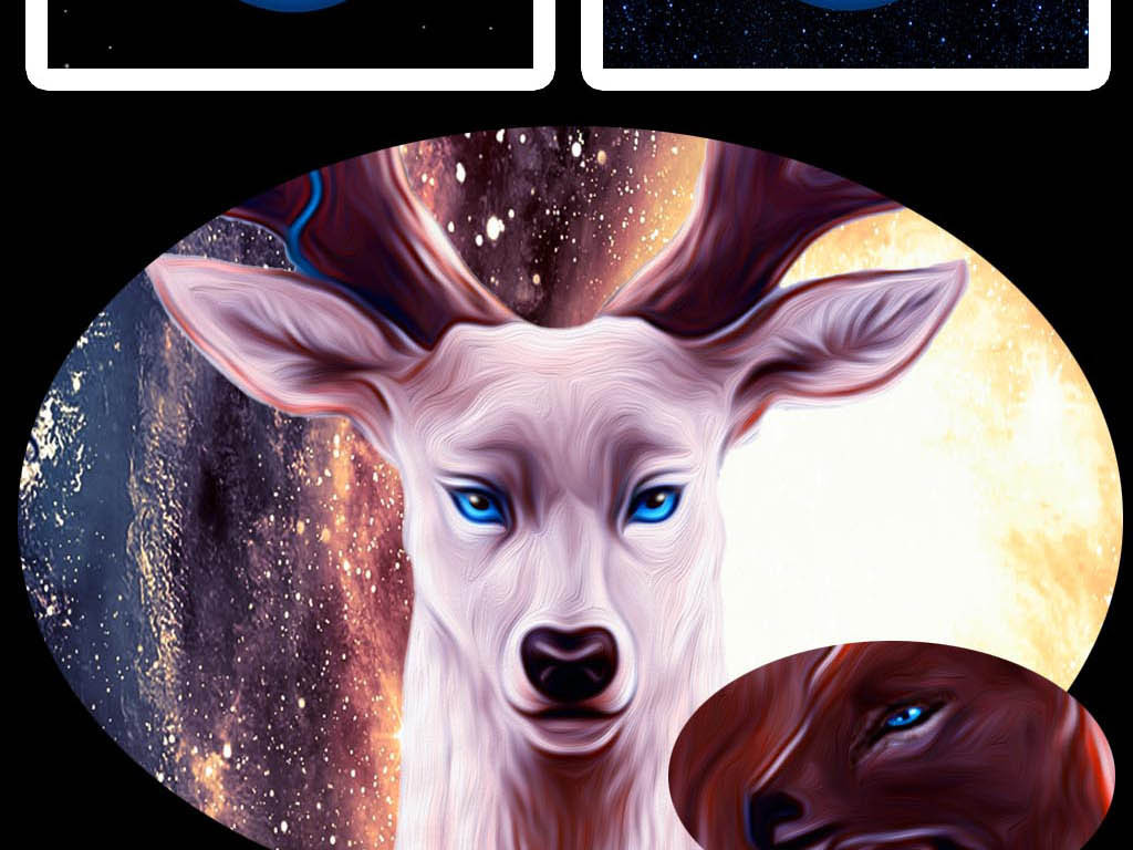 梦幻星空时空隧道麋鹿玄关背景墙