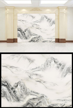 大理石纹水墨大理石山水风景画