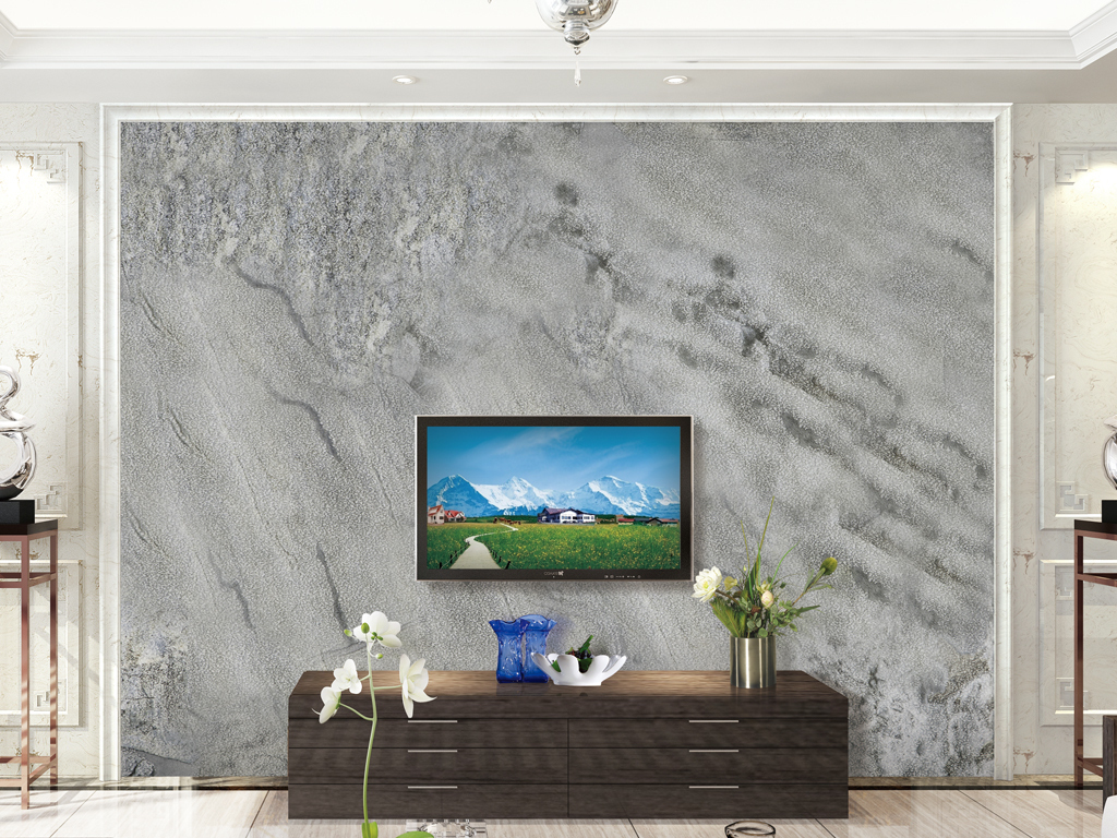新款大板大理石背景墙皇家浅灰