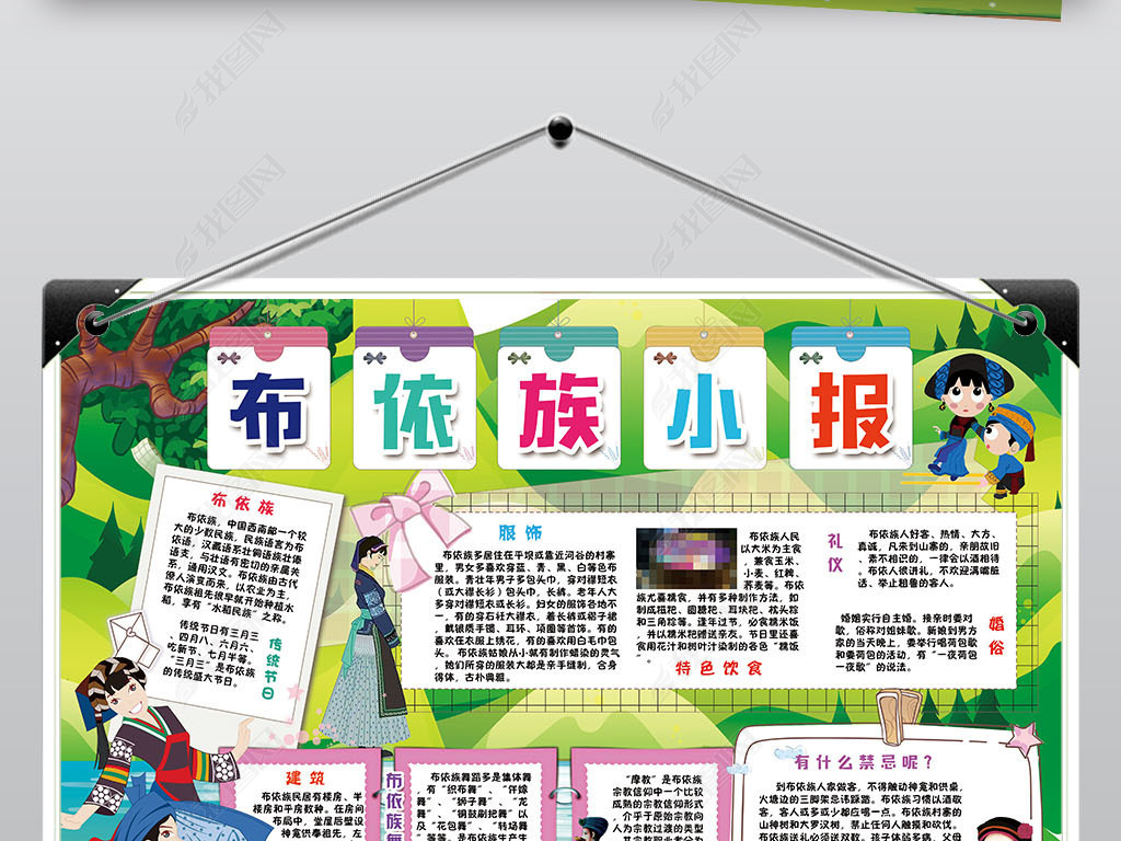 原创布依族小报56个少数民族风俗手抄小报素材版权可商用