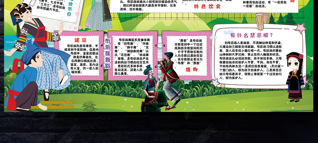 原创布依族小报56个少数民族风俗手抄小报素材版权可商用