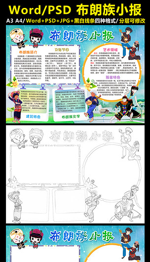 布朗族小报56个民族手抄报少数民族电子版