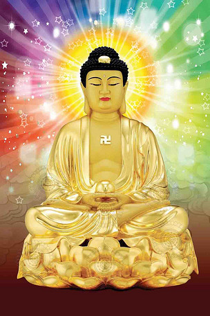 高清金色佛祖佛陀炫彩装饰画