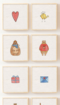 油画 熊装饰画|8款手绘小动物熊装饰画