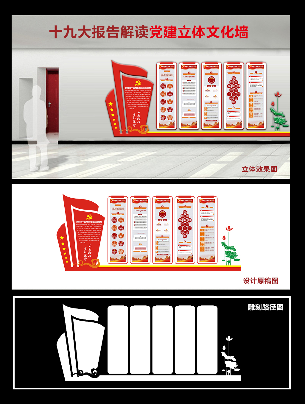 原创喜迎十九大十九大报告解读党建文化墙